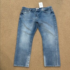 NEW Frame Le Pixie Slouch Straight Leg Jeans size 33 Button Fly Distressed
